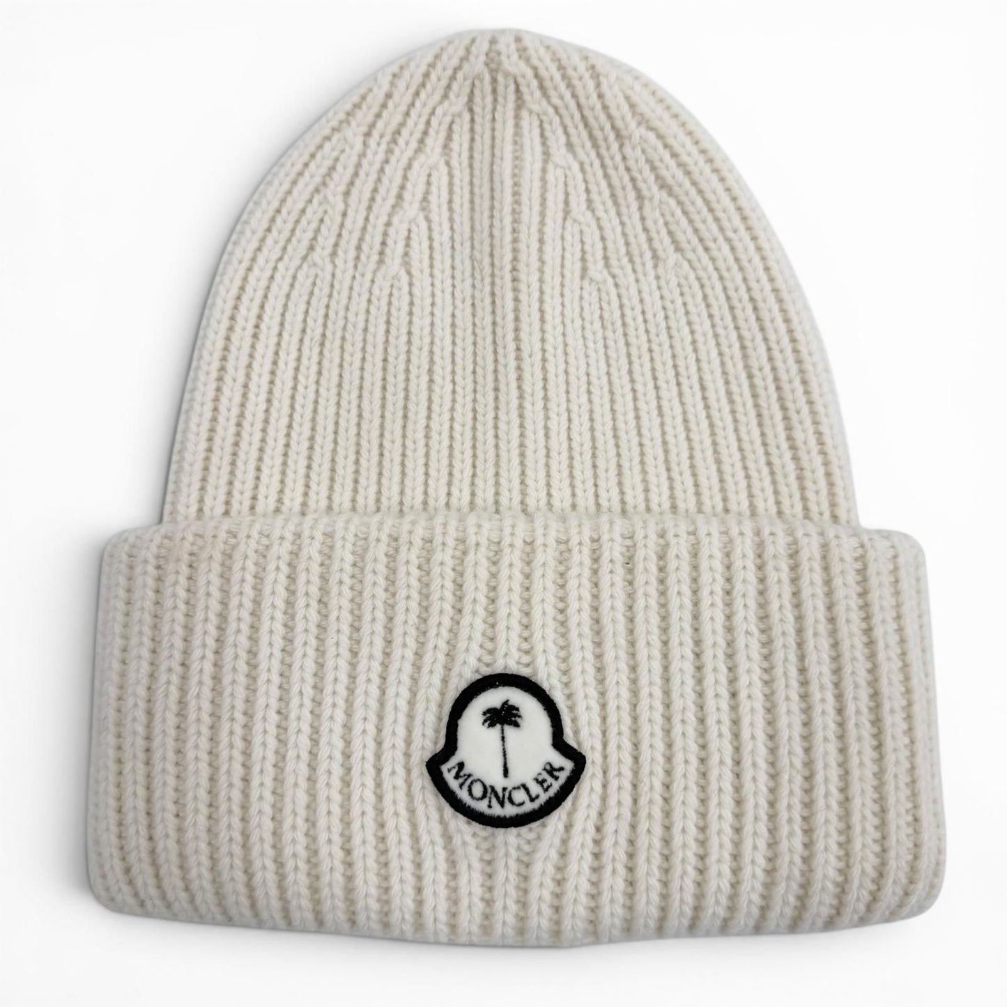 Bvlgari Moncler Genius 8 Palm Angels 8 Wool Hat with Patch Knit Cap Ivory