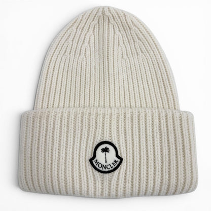 Bvlgari Moncler Genius 8 Palm Angels 8 Wool Hat with Patch Knit Cap Ivory