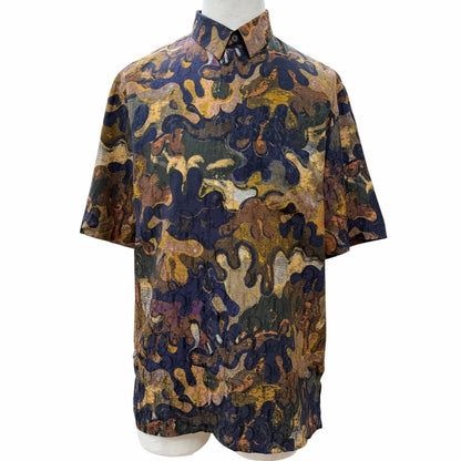 Dior Peter Doig Homme Silk Cotton Oblique Camouflage Tailored Short Sleeve