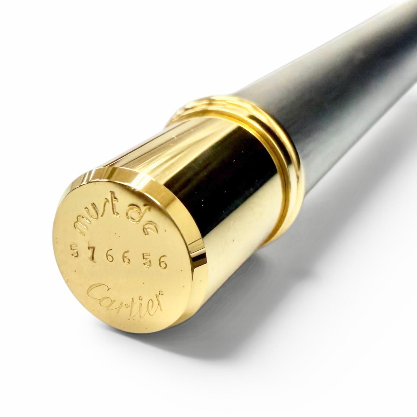 Cartier Must de Cartier Hair Line Ballpoint Pen Silver Gold Handwriting — view 8