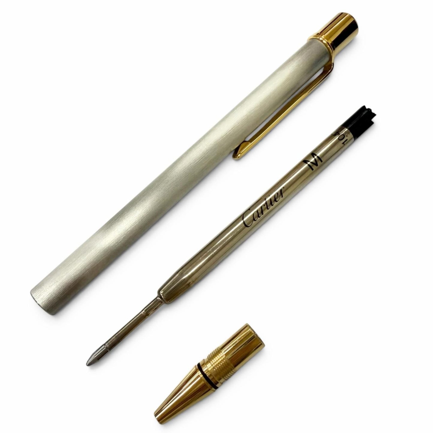 Cartier Must de Cartier Hair Line Ballpoint Pen Silver Gold Handwriting — view 4