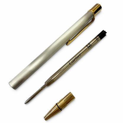 Cartier Must de Cartier Hair Line Ballpoint Pen Silver Gold Handwriting — view 4