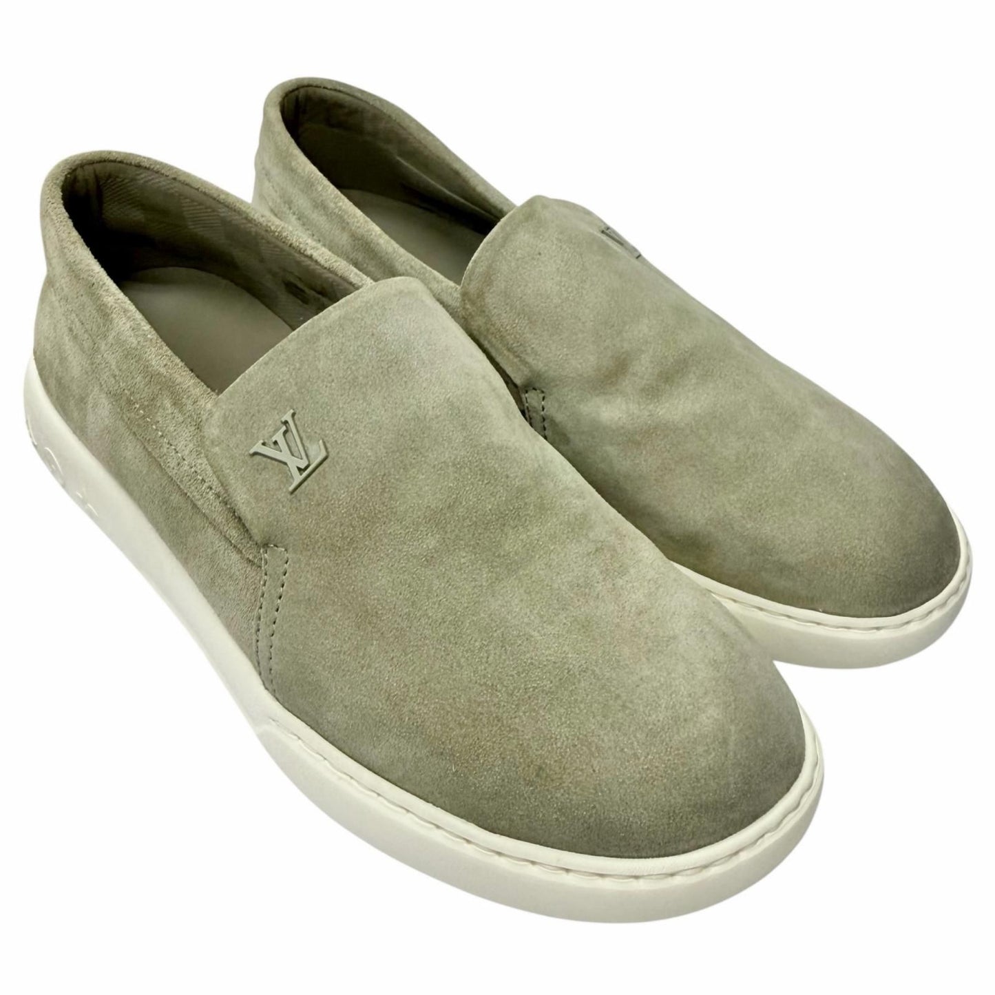 Louis Vuitton Pacific Line Suede Leather LV Logo Slip on Sneakers Gray 7.5 — view 3