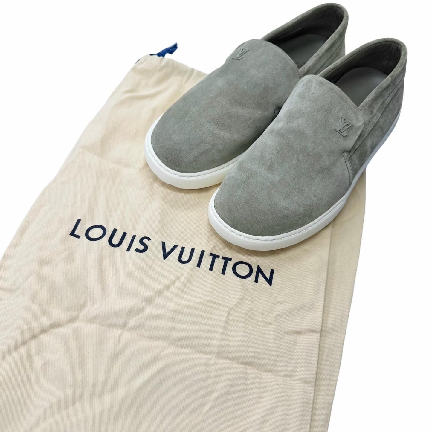 Louis Vuitton Pacific Line Suede Leather LV Logo Slip on Sneakers Gray 7.5 — view 2