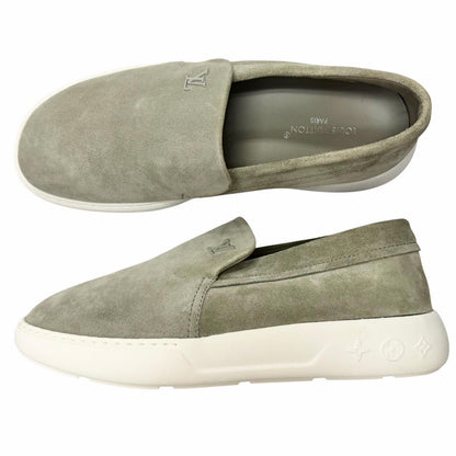 Louis Vuitton Pacific Line Suede Leather LV Logo Slip on Sneakers Gray 7.5 — view 4