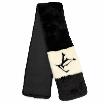 Louis Vuitton Echarpe Gogram Mink LV Logo Back Monogram Tippet Shawl Black