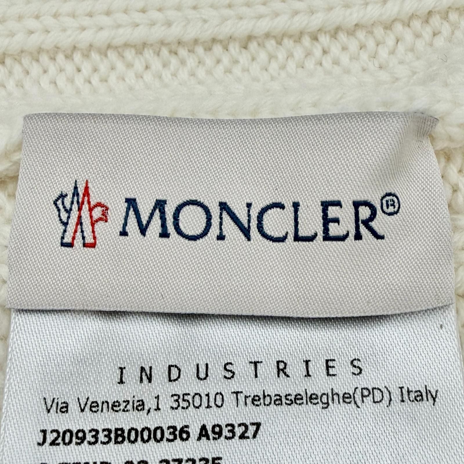Moncler Wool Beanie with Logo Patch Knit Cap Ivory Uni — view 9
