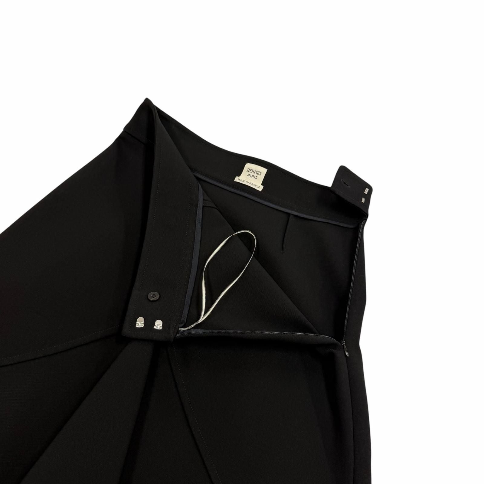 Hermes Jupe Trapeze with Knee Length Flareskirt Black 36 Dress — view 5