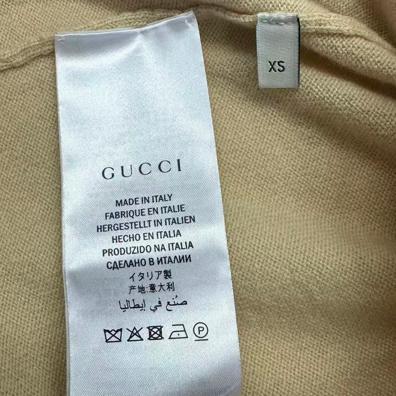 Gucci Cashmere Top Ribbon Short Sleeve Knit Beige Sweater — view 7