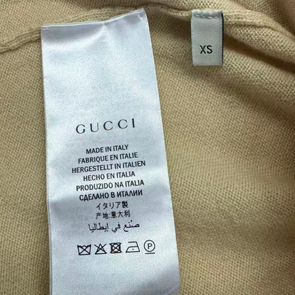 Gucci Cashmere Top Ribbon Short Sleeve Knit Beige Sweater — view 7