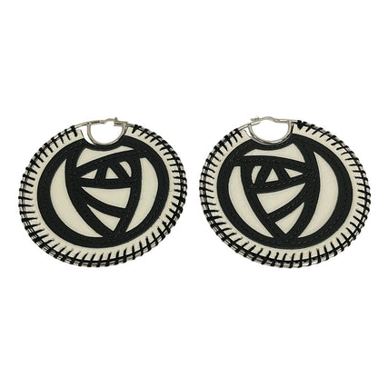Loewe Earrings Leather White Black Silver