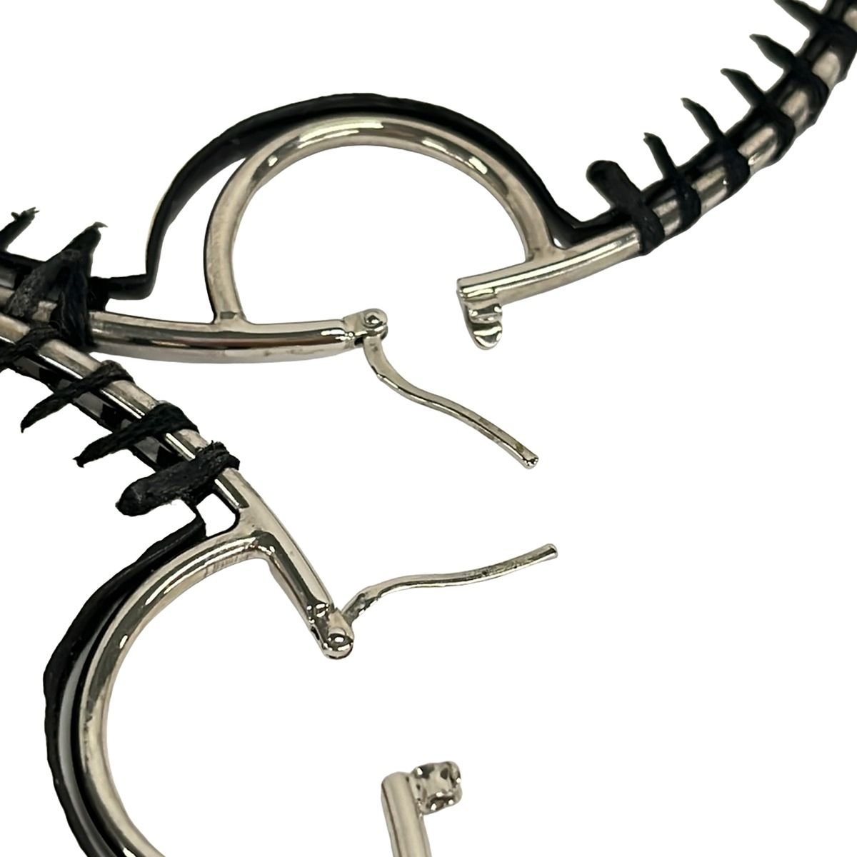 Loewe Earrings Leather White Black Silver — view 3