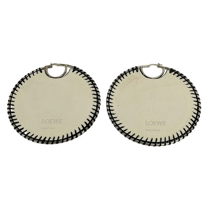 Loewe Earrings Leather White Black Silver — view 2