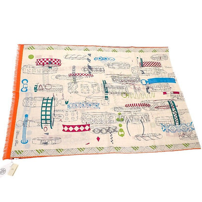 Hermes Rectangle Colliers de Chiens Imprimeur Fou 02 Scarf Silk Cashmere Ivory — view 3