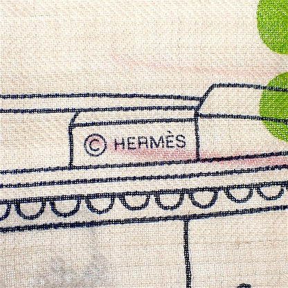 Hermes Rectangle Colliers de Chiens Imprimeur Fou 02 Scarf Silk Cashmere Ivory — view 6