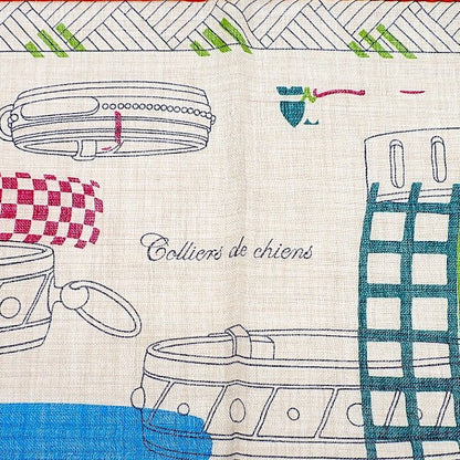 Hermes Rectangle Colliers de Chiens Imprimeur Fou 02 Scarf Silk Cashmere Ivory — view 4
