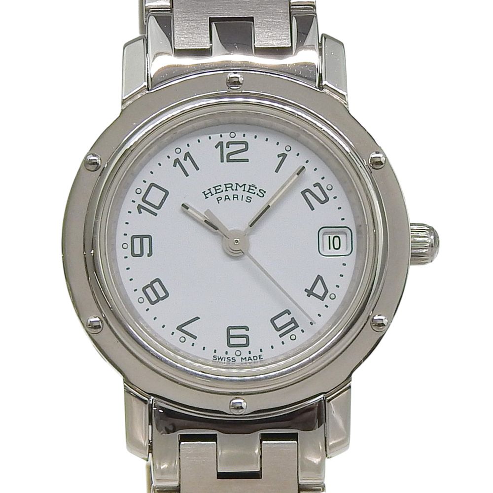 Hermes Clipper Stainless Steel Silver Kuo Analog Display Blue Dial Watch