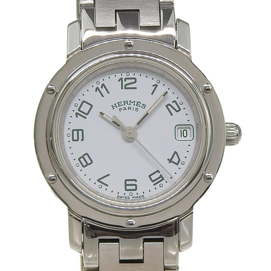Hermes Clipper Stainless Steel Silver Kuo Analog Display Blue Dial Watch