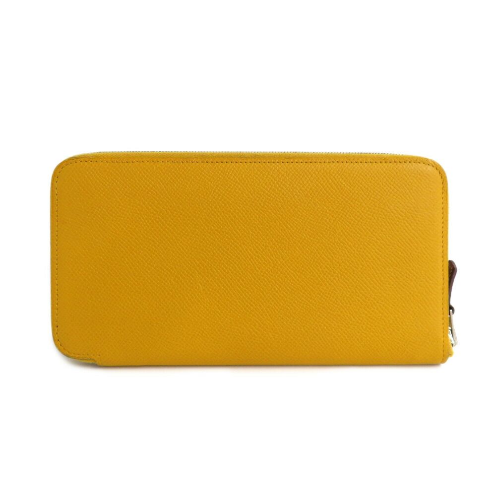 Hermes Azap Long Silk in Joan Ambre Epsom Yellow Zip Around Wallet