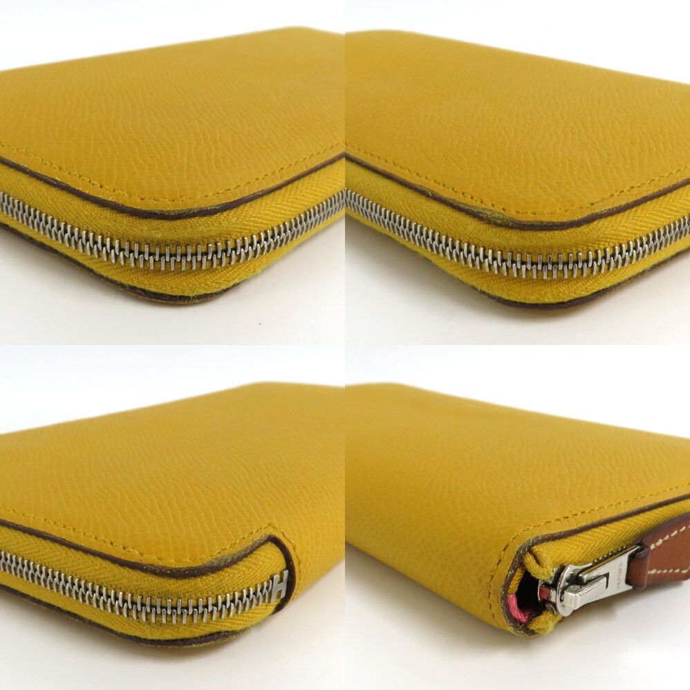 Hermes Azap Long Silk in Joan Ambre Epsom Yellow Zip Around Wallet — view 9