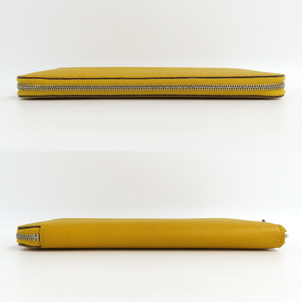 Hermes Azap Long Silk in Joan Ambre Epsom Yellow Zip Around Wallet — view 3