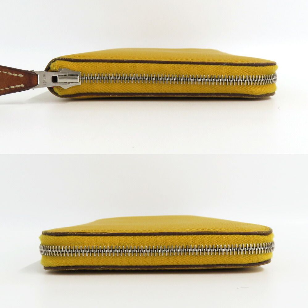 Hermes Azap Long Silk in Joan Ambre Epsom Yellow Zip Around Wallet — view 4