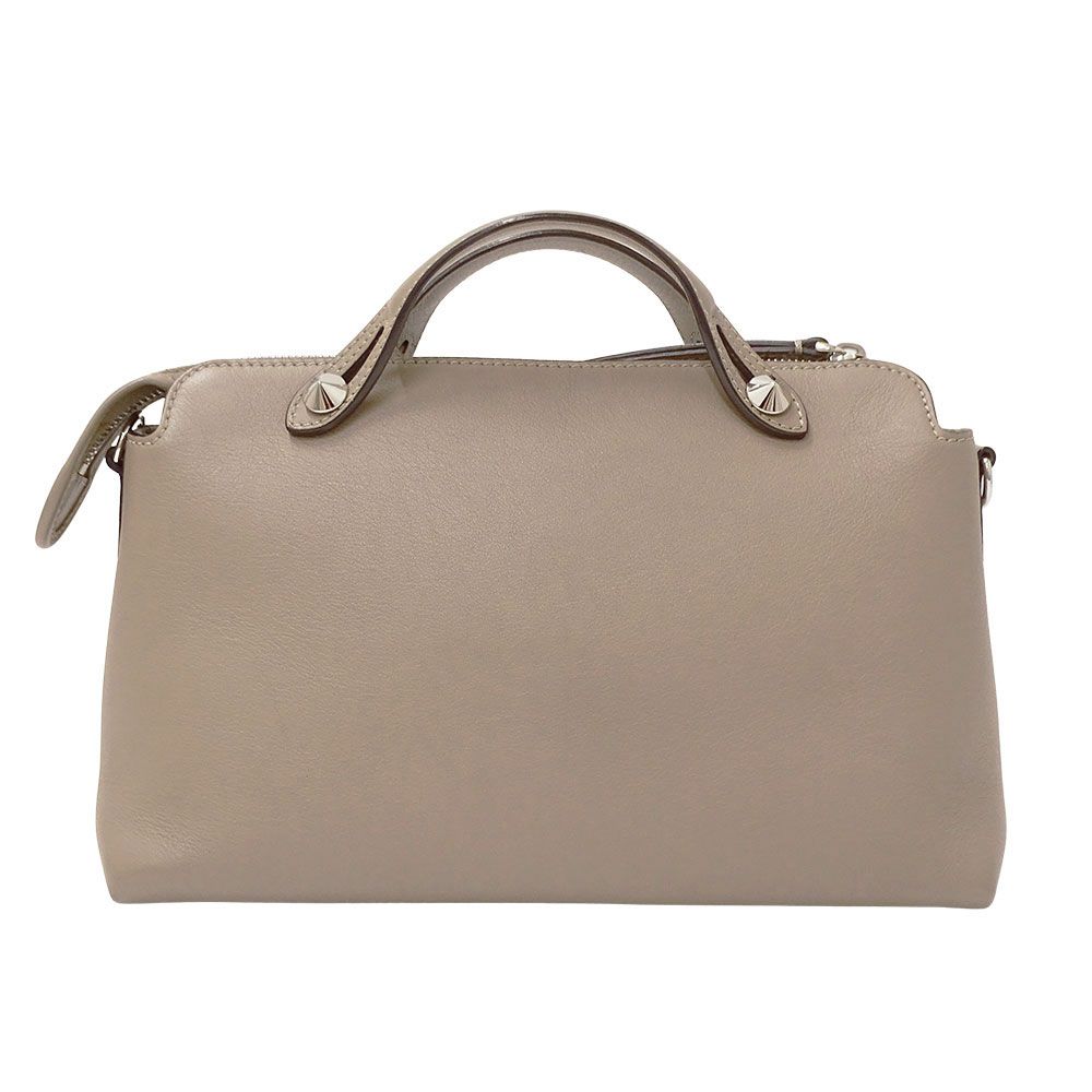 Fendi 2-Way Shoulder Bag Leather Visible Gray Ju Handheld Crossbody Fabric — view 2