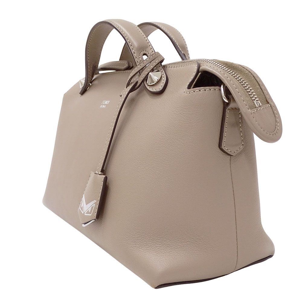 Fendi 2-Way Shoulder Bag Leather Visible Gray Ju Handheld Crossbody Fabric — view 4