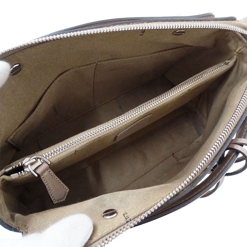 Fendi 2-Way Shoulder Bag Leather Visible Gray Ju Handheld Crossbody Fabric — view 7