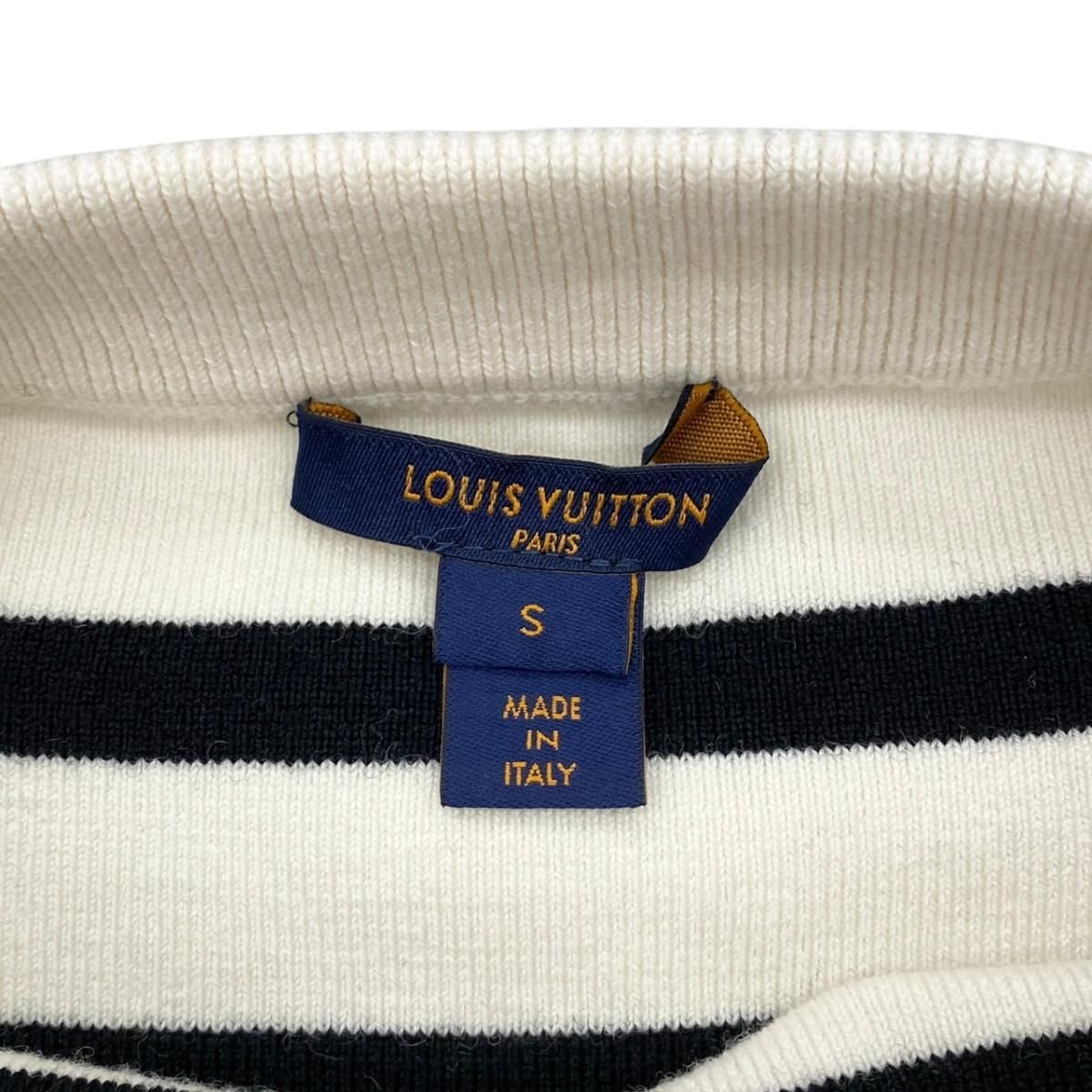 Louis Vuitton Knit Dress Border Button Fo1 S White Beige Black — view 7