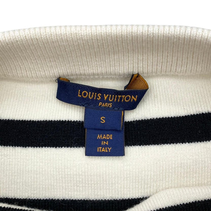 Louis Vuitton Knit Dress Border Button Fo1 S White Beige Black — view 7