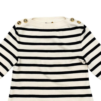 Louis Vuitton Knit Dress Border Button Fo1 S White Beige Black — view 5