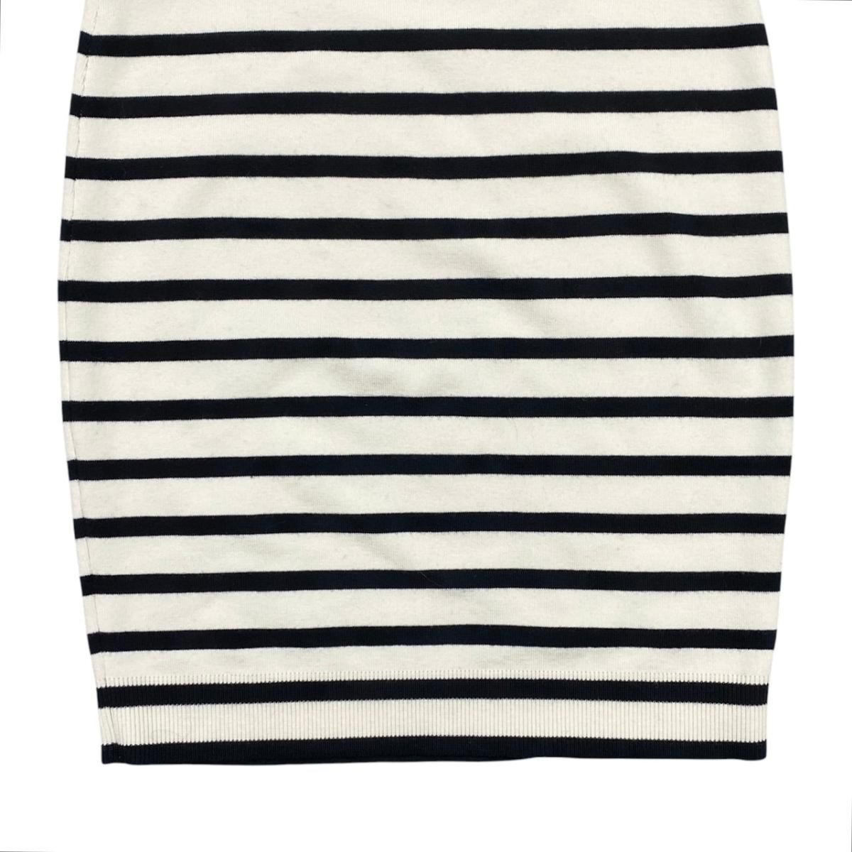 Louis Vuitton Knit Dress Border Button Fo1 S White Beige Black — view 6