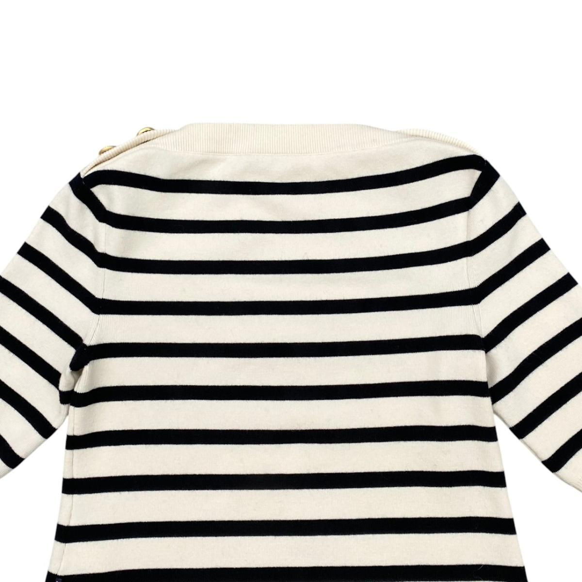 Louis Vuitton Knit Dress Border Button Fo1 S White Beige Black — view 3
