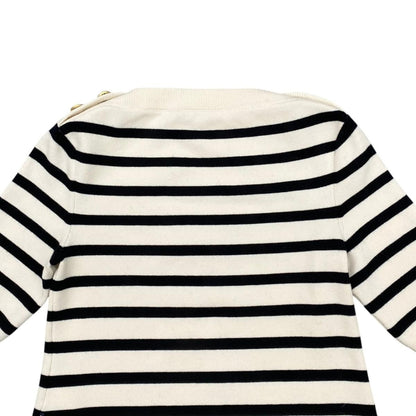 Louis Vuitton Knit Dress Border Button Fo1 S White Beige Black — view 3