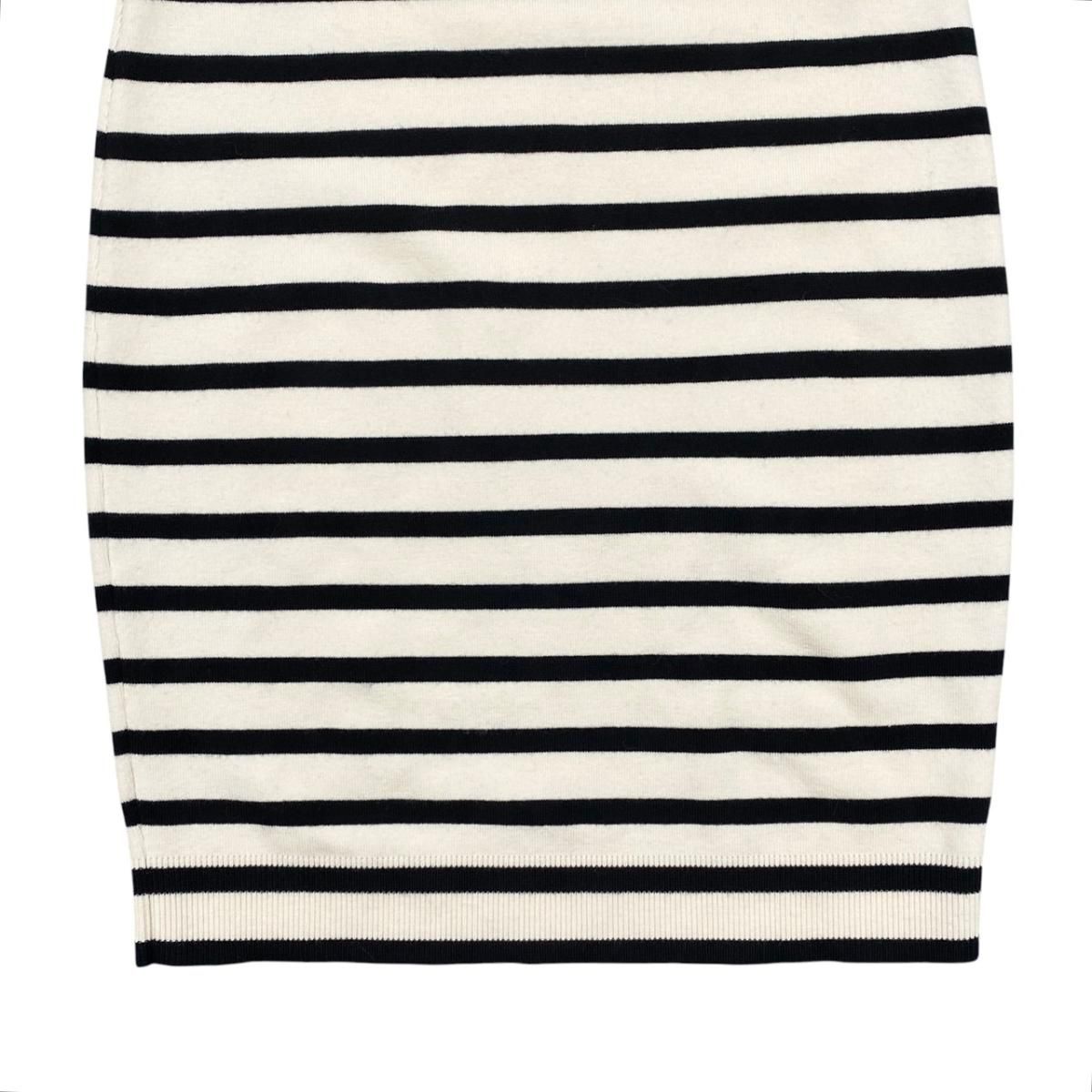 Louis Vuitton Knit Dress Border Button Fo1 S White Beige Black — view 4