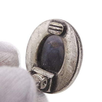Chanel Earrings Black Silver CC Logo Oval Large — view 6