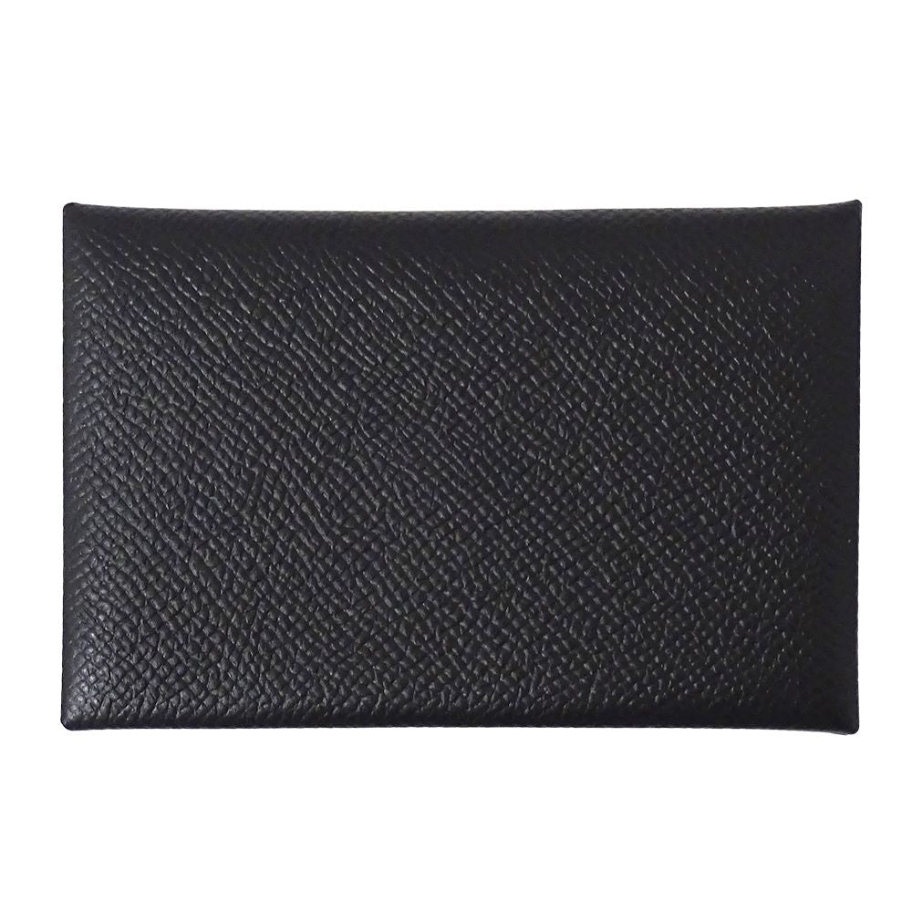 Hermes Card Case Calvi Veau Epsom Black Silver Business Holder — view 2