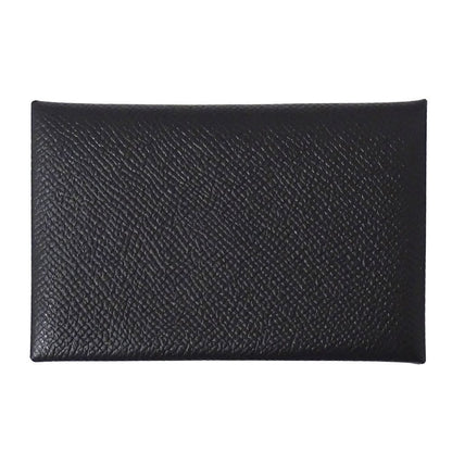 Hermes Card Case Calvi Veau Epsom Black Silver Business Holder — view 2