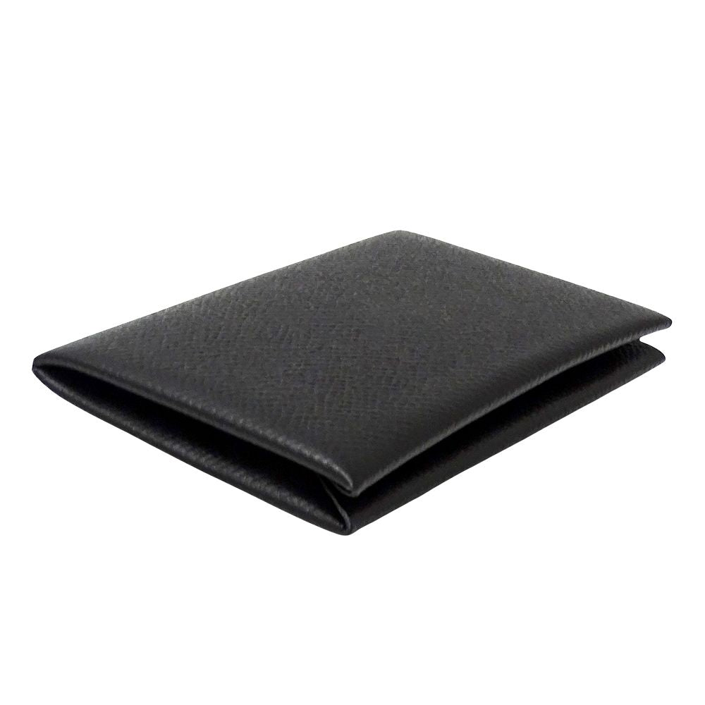 Hermes Card Case Calvi Veau Epsom Black Silver Business Holder — view 3
