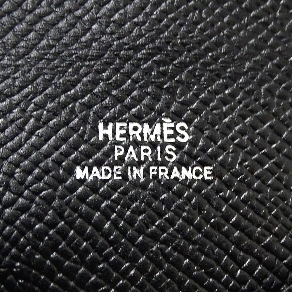 Hermes Card Case Calvi Veau Epsom Black Silver Business Holder — view 5