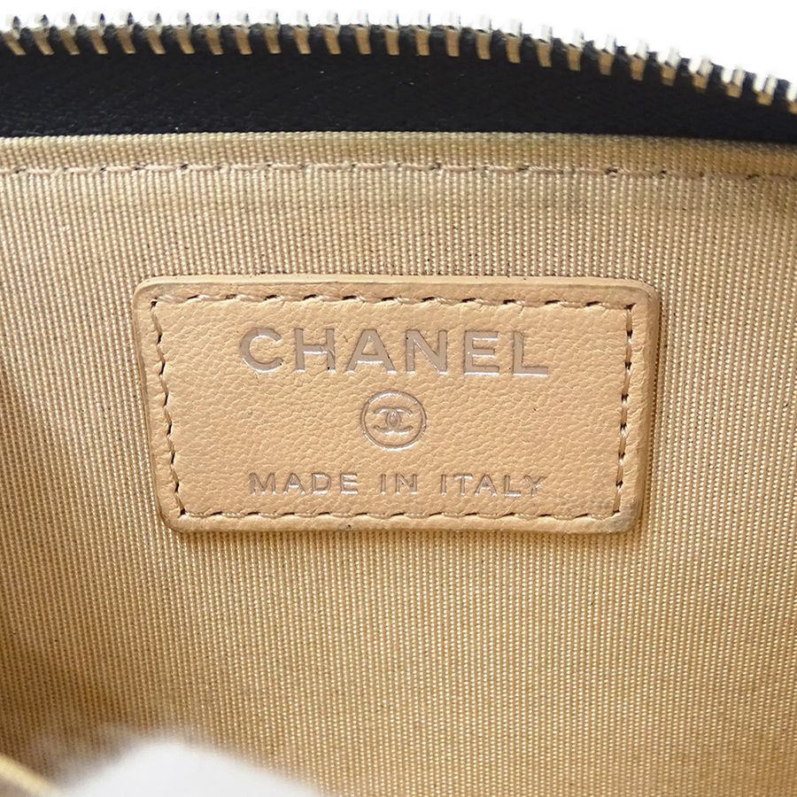 Chanel Wallet Camellia Coin Case Lambskin Black Silver Zip Around — view 5