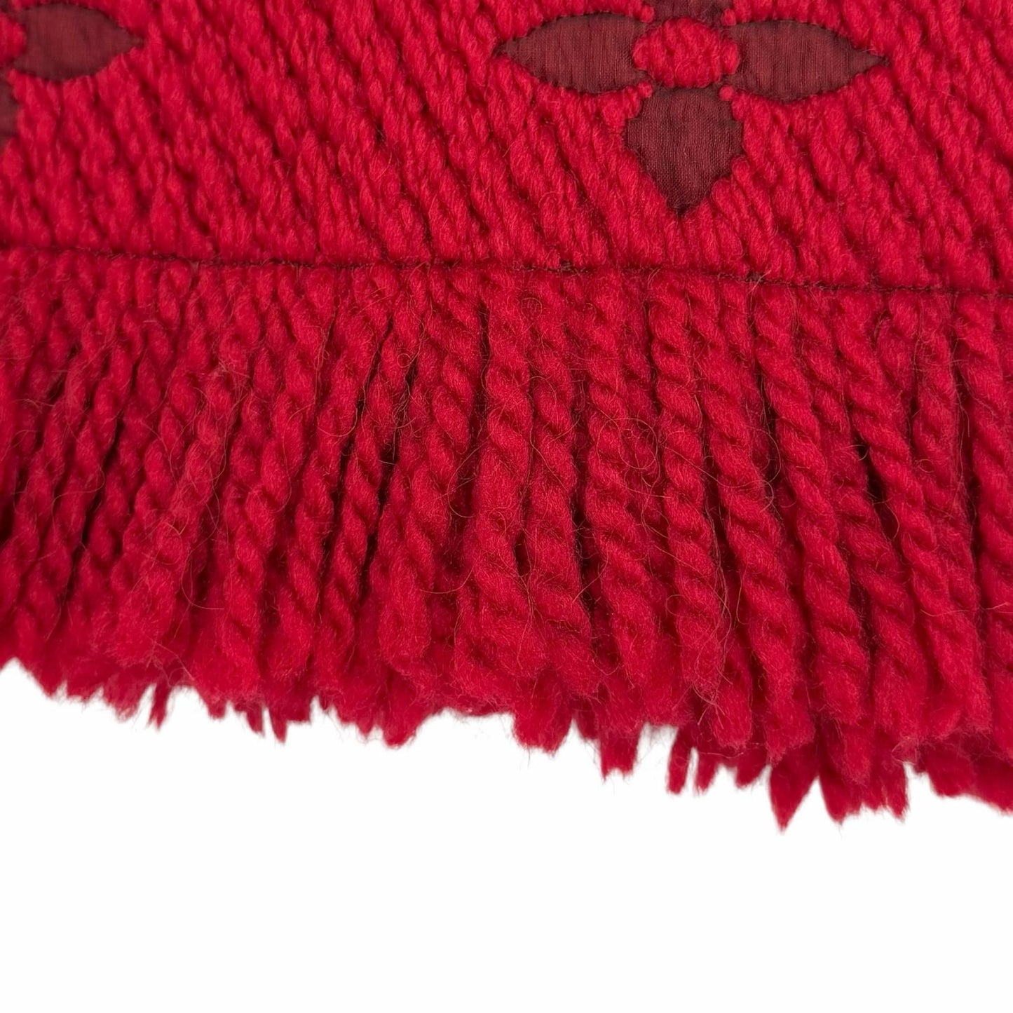 Louis Vuitton Echarpe Logo Mania Wool Silk Blend Ruby Scarf with Fringe — view 4