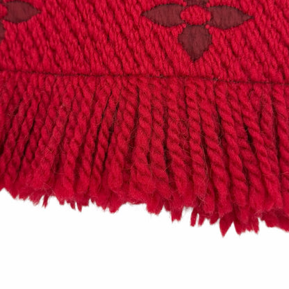 Louis Vuitton Echarpe Logo Mania Wool Silk Blend Ruby Scarf with Fringe — view 4