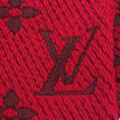 Louis Vuitton Echarpe Logo Mania Wool Silk Blend Ruby Scarf with Fringe — view 5