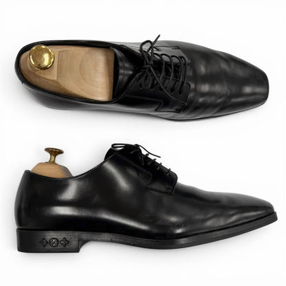 Louis Vuitton Damier Gradient Mini Star Line Lace Up Leather Shoes Black 8 — view 5