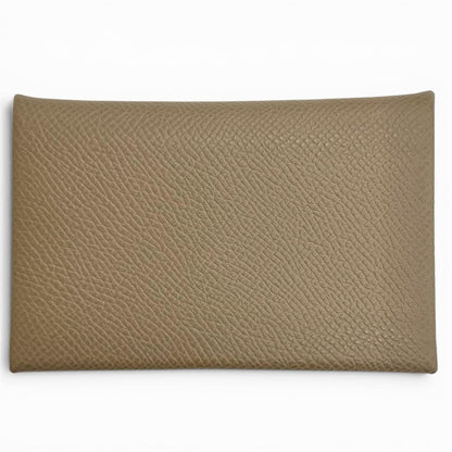 Hermes Calvi Veau Epsom Etoupe Silver Business Card Holder Case Recommended — view 3