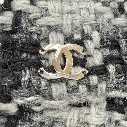 Chanel Wool Tweed Bucket Hat with CC Logo Black Gray White — view 7