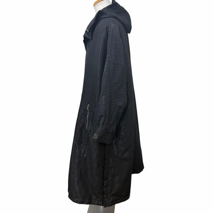 Fendi Striped Pattern Glossy Hooded Padded Coat Black 46 — view 3