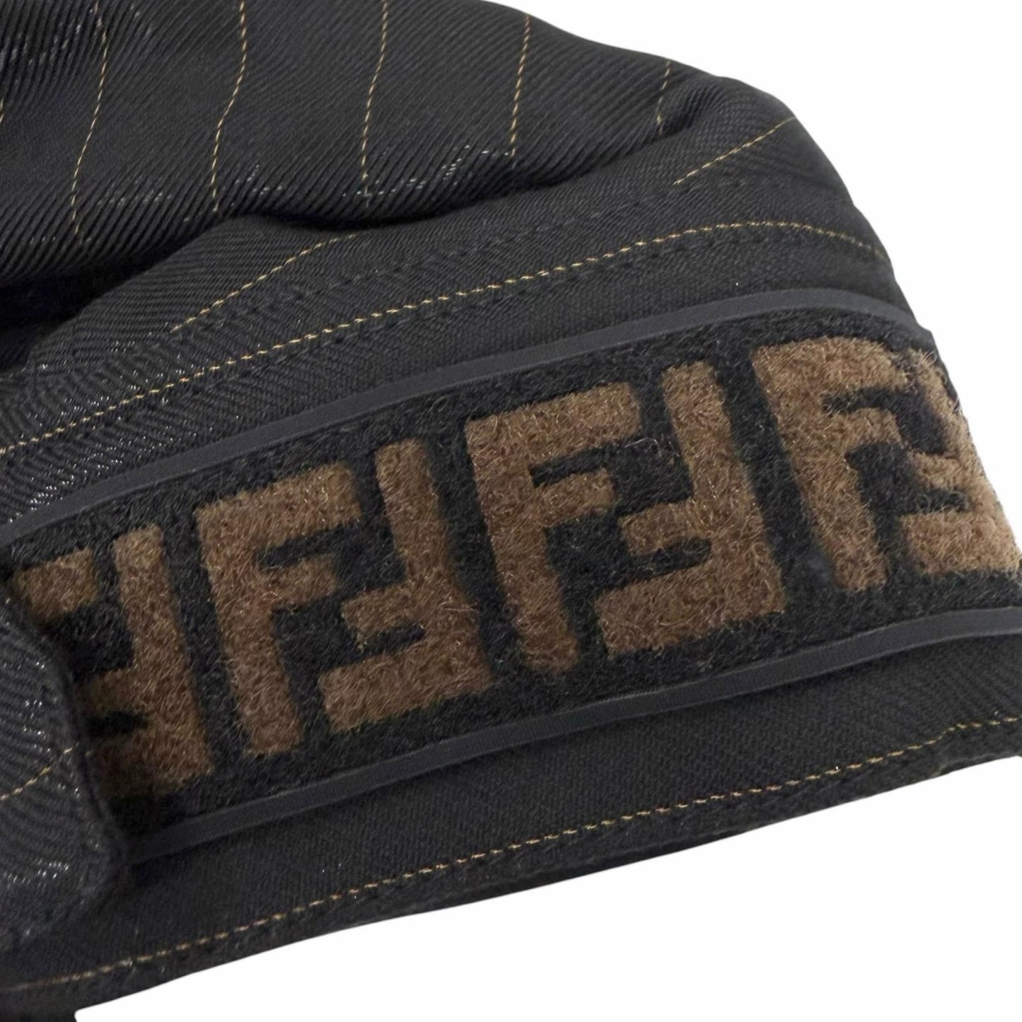 Fendi Striped Pattern Glossy Hooded Padded Coat Black 46 — view 6